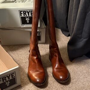 Frye Cognac Leather Knee-High Boots